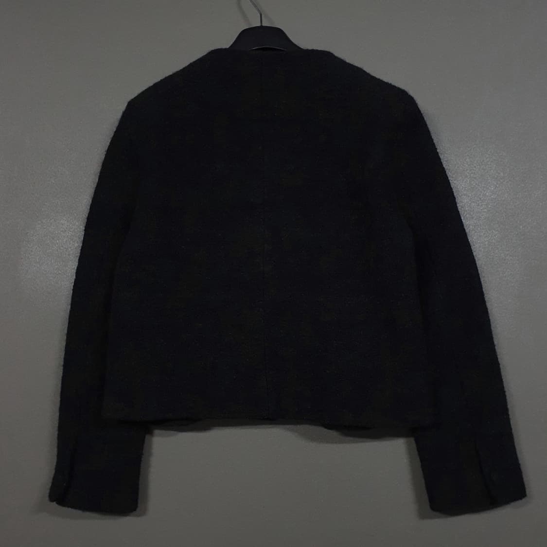 여성 M) 더오픈프로덕트 블랙 크롭 울 모 버튼 포켓 트위드 자켓 상품이미지6