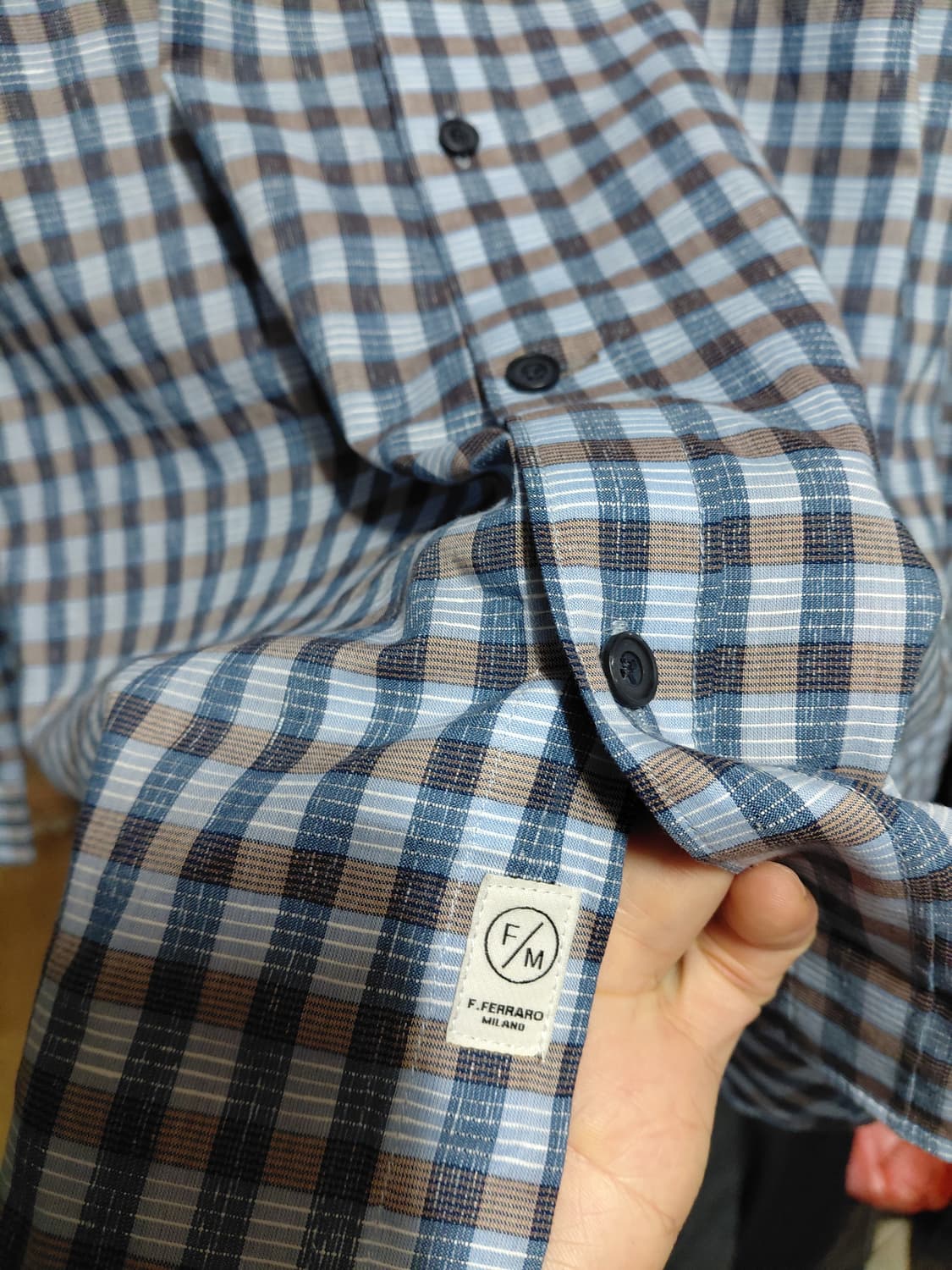 [프랑코페라로]여름용 면,마 혼방 체크셔츠 105사이즈 상품이미지6