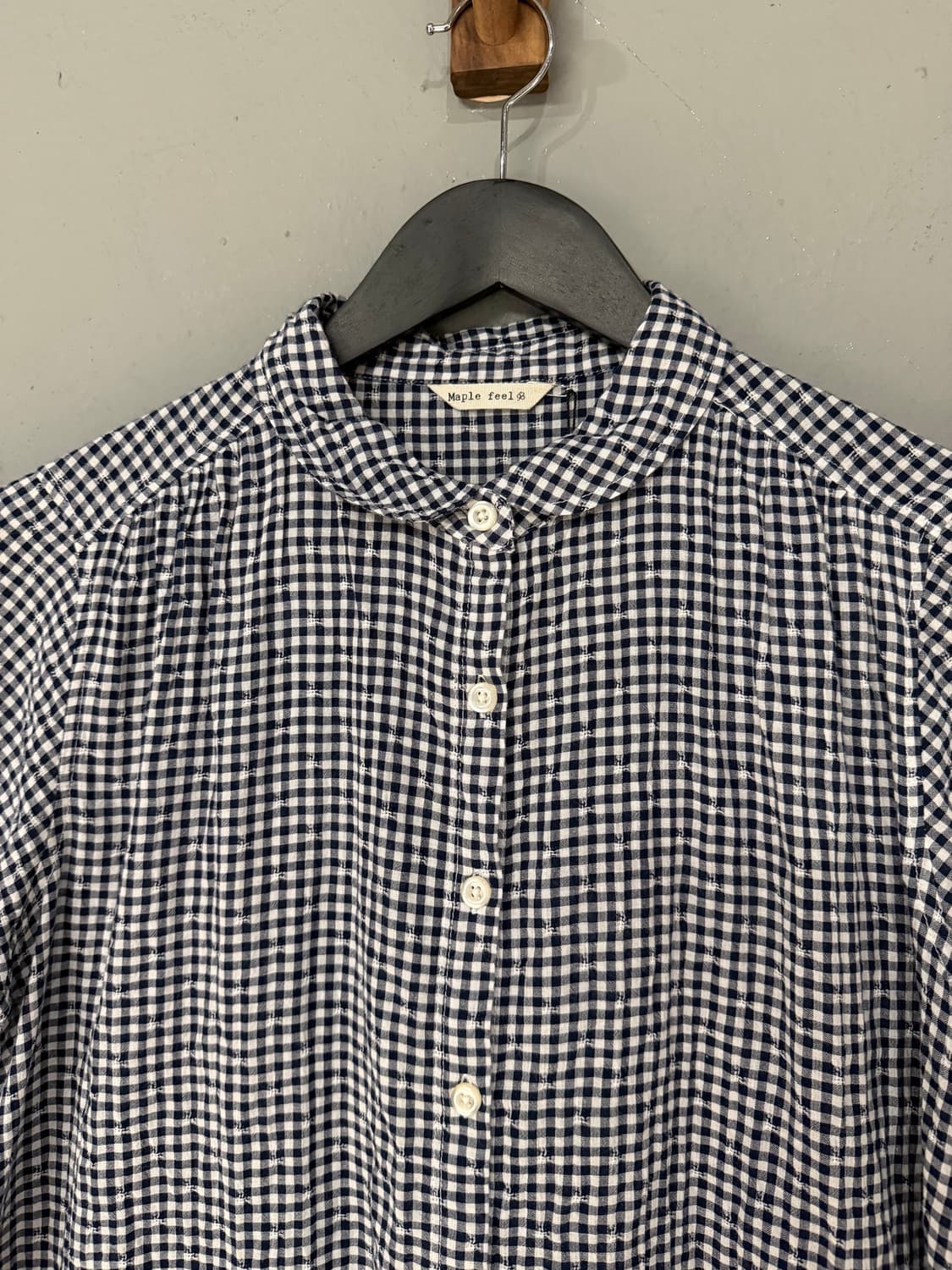nerd navy check pattern blouse 상품이미지6