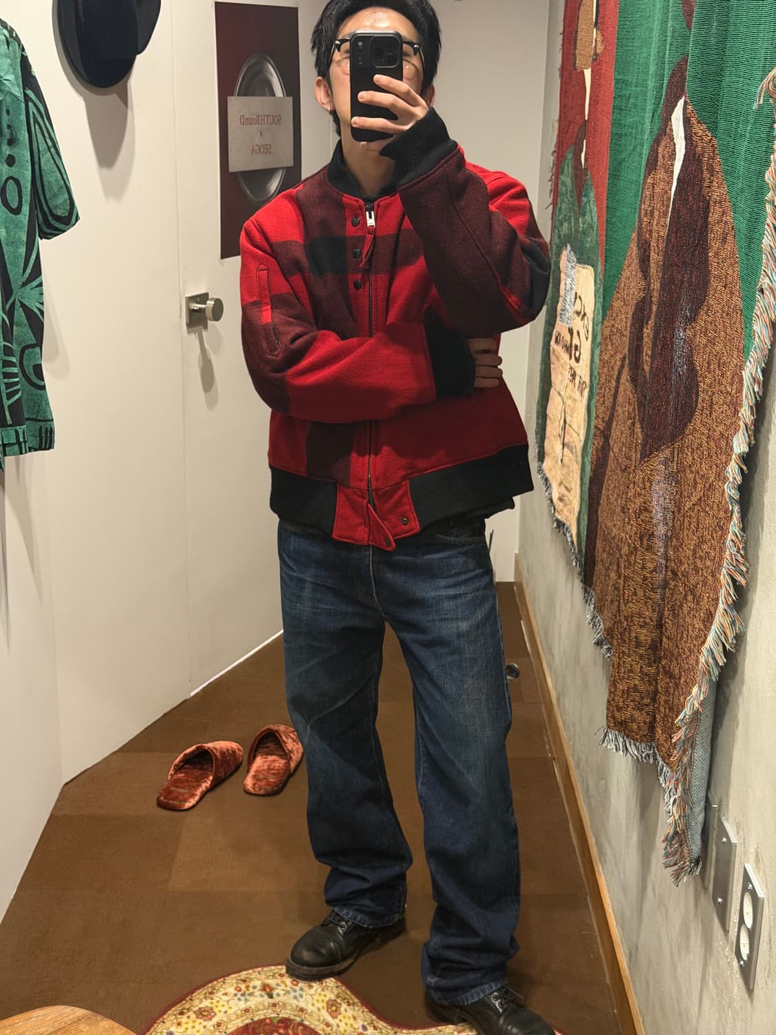 엔지니어드가먼츠 버팔로 체크 투톤 에비에이터 봄버 자켓 상품이미지2