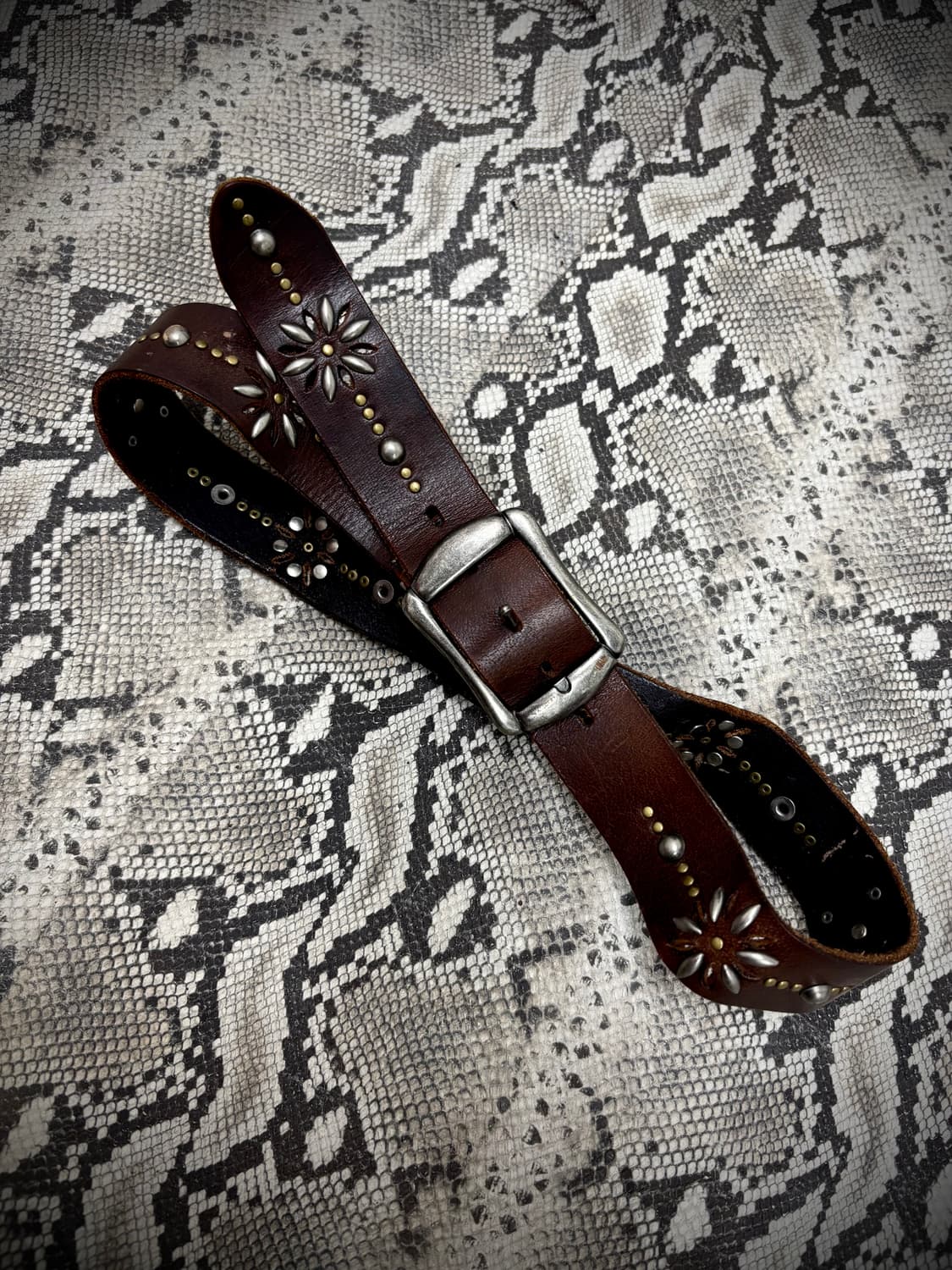 “Vintage” Western Stud Detail Brown Belt 상품이미지3
