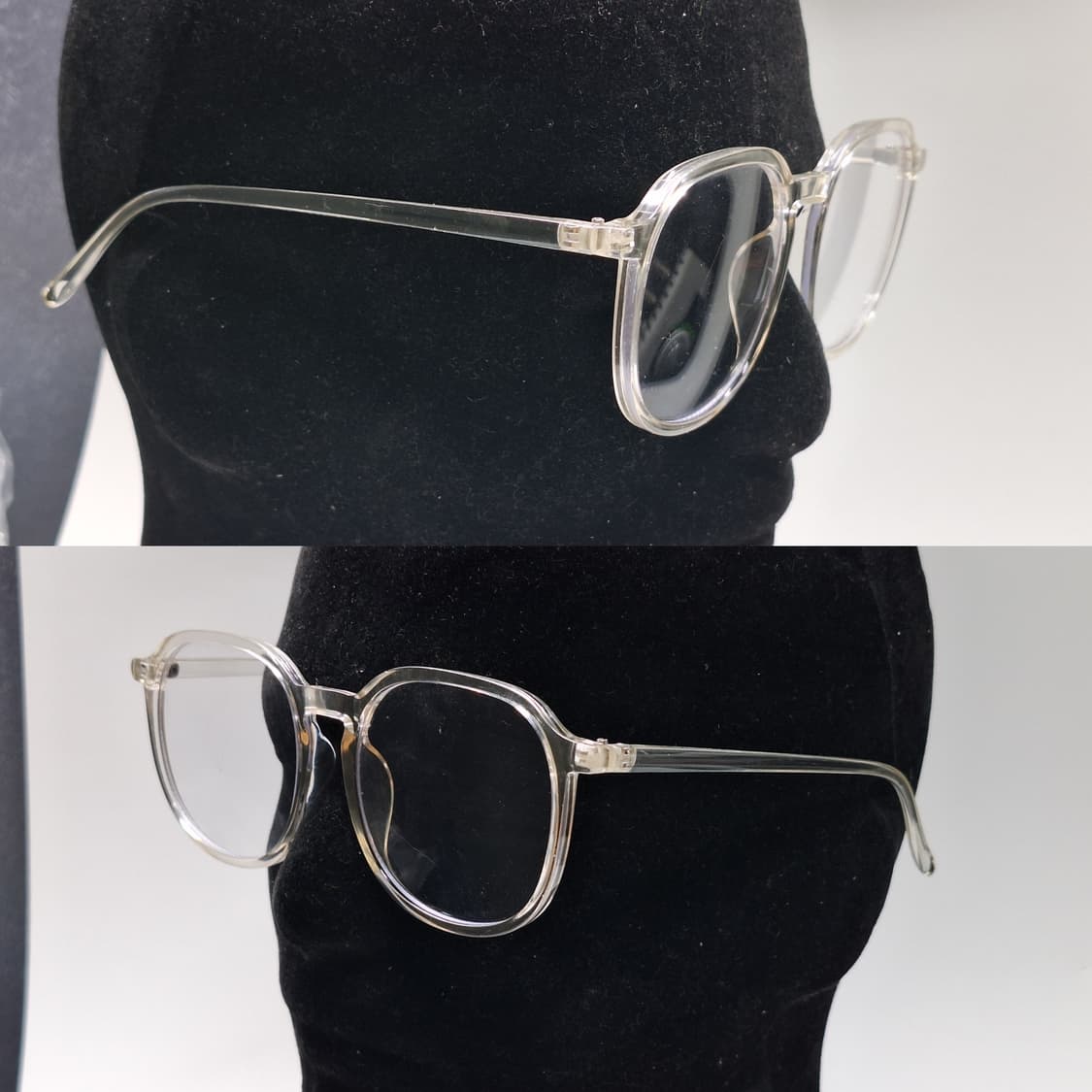 클래식 보스턴 라운드 클리어 뿔테 안경테 오버사이즈 153mm 일본빈티지 상품이미지7