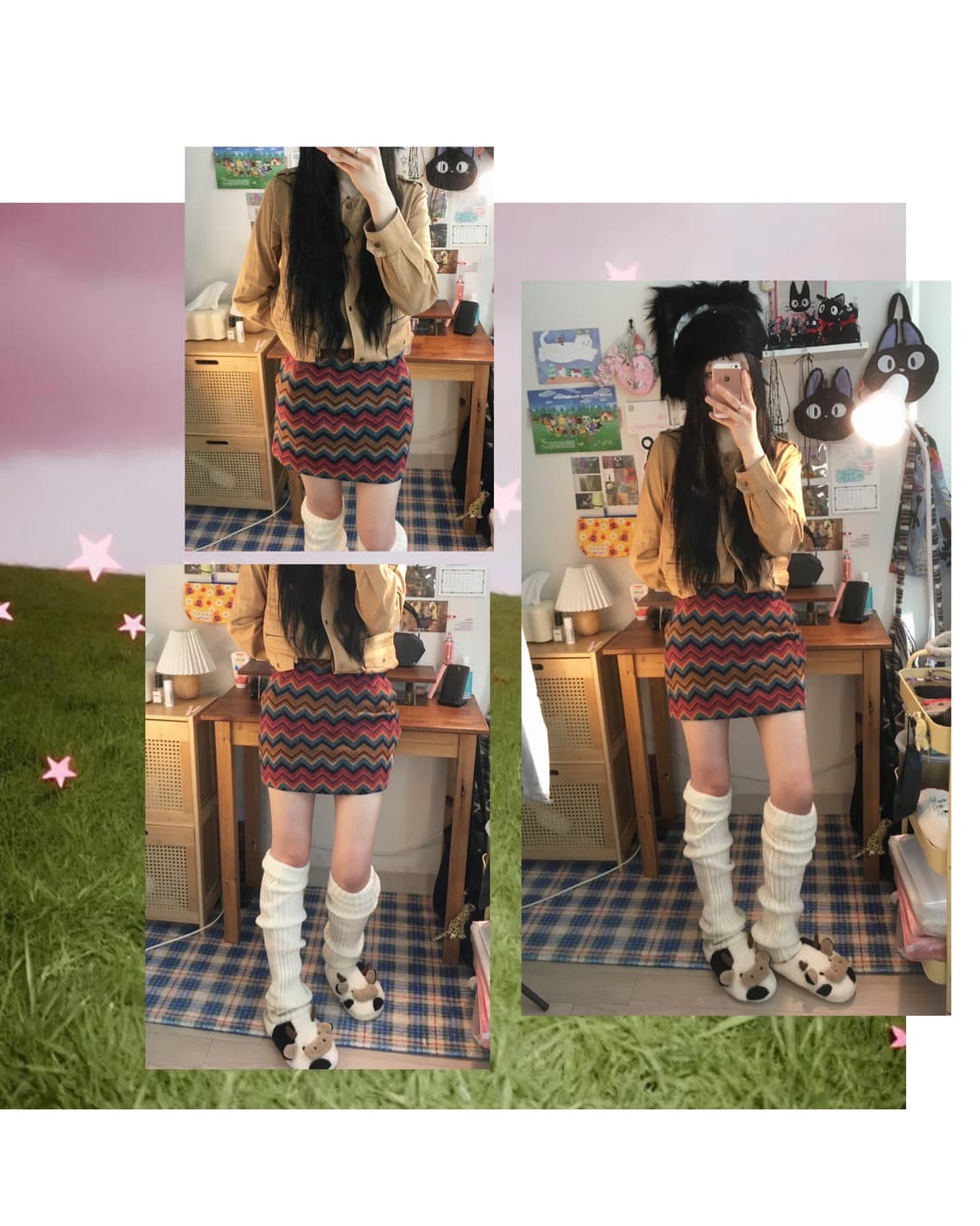 vintage chevron mini skirt orange 상품이미지1