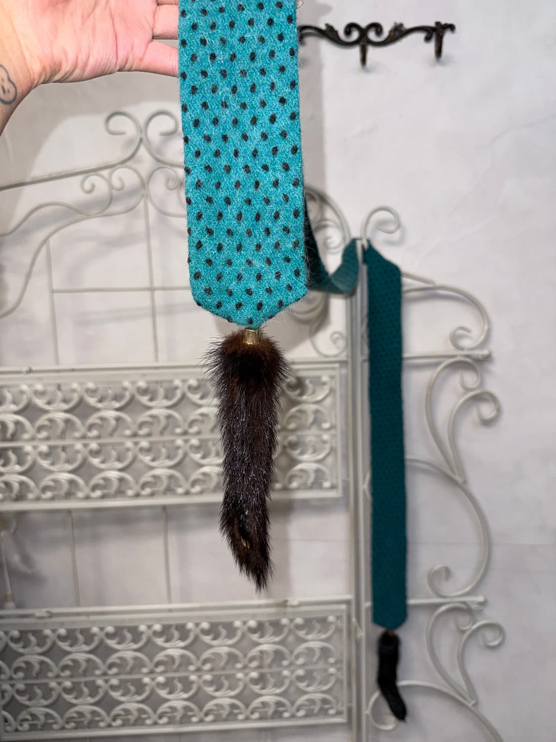 Mint dot mink fur detail muffler 상품이미지4