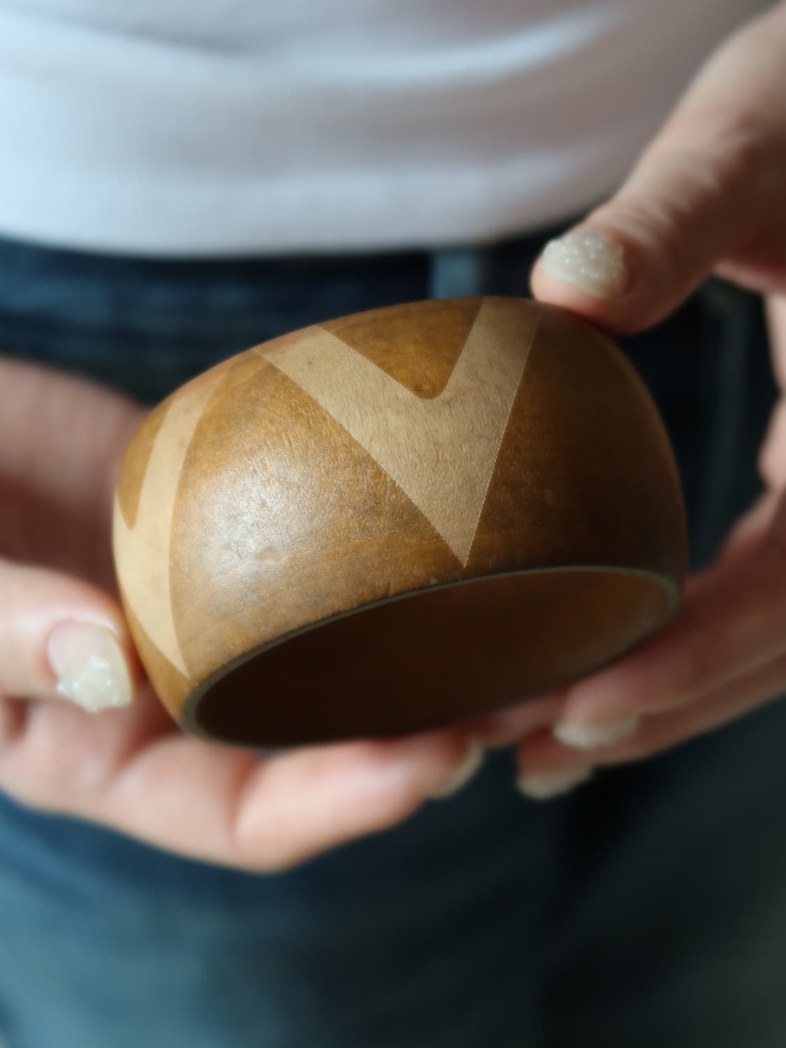 V pattern wood bangle 상품이미지2