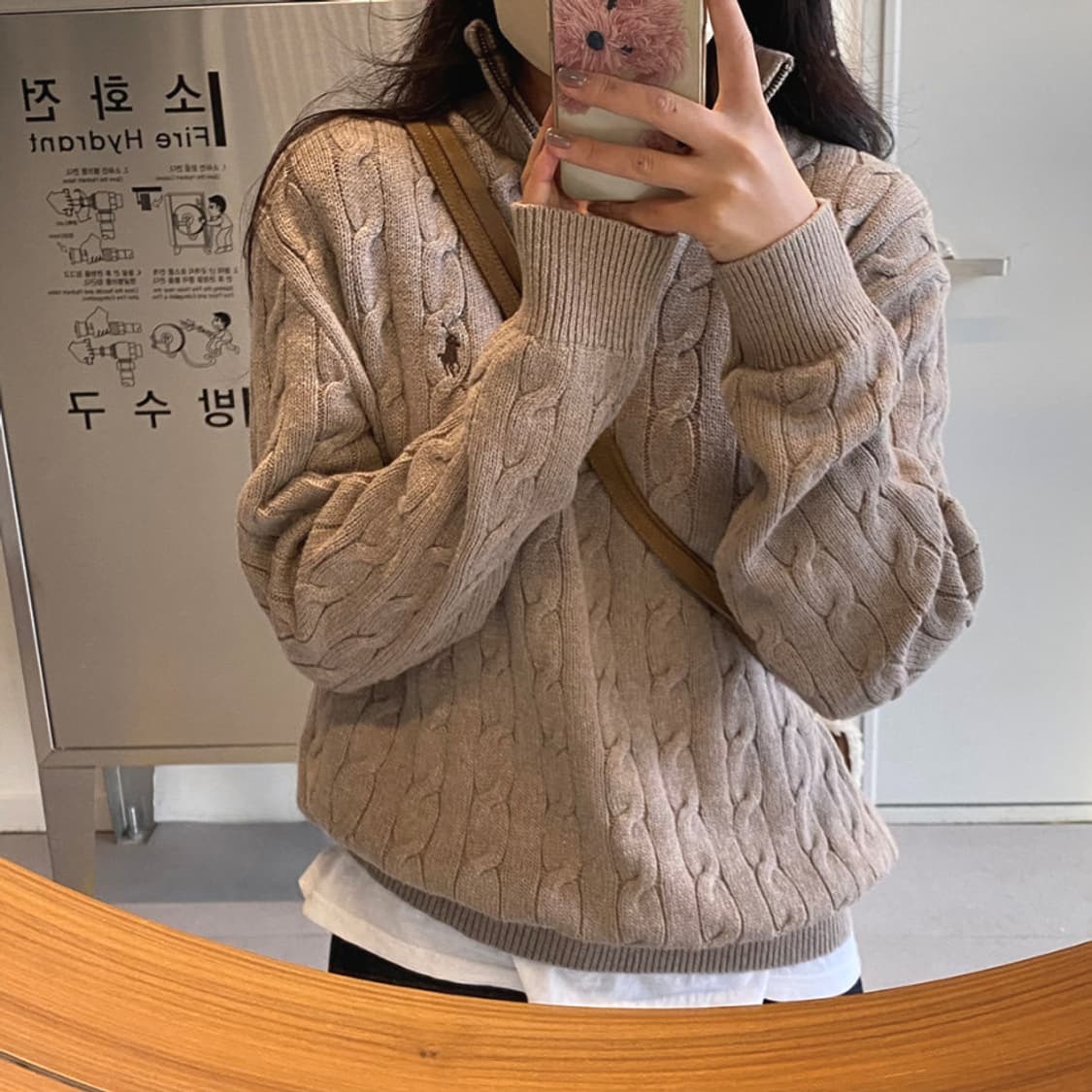 폴로 랄프로렌 꽈배기 반집업 니트 상품이미지1