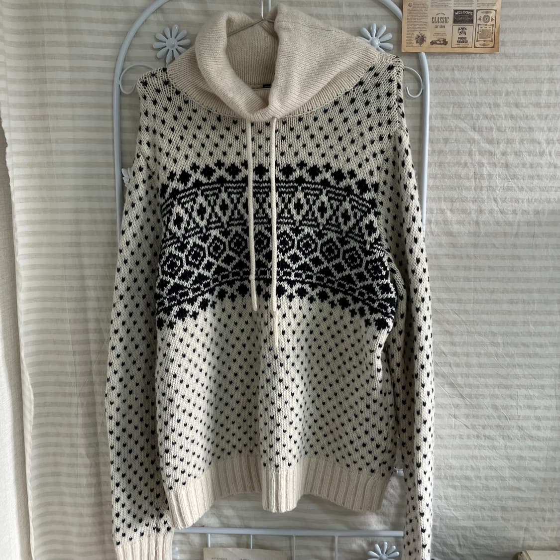 빈티지 아이보리 하트 목폴라 니트 921 y2k 스트릿 모리 갸루 일본빈 상품이미지1