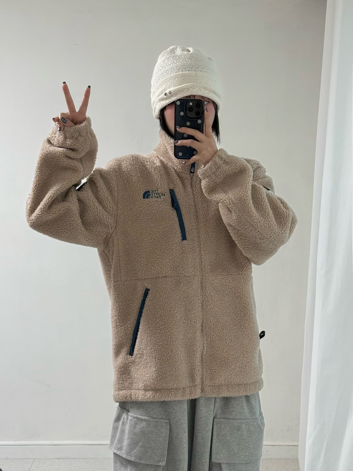 노스페이스 베이지 플리스 집업 상품이미지4