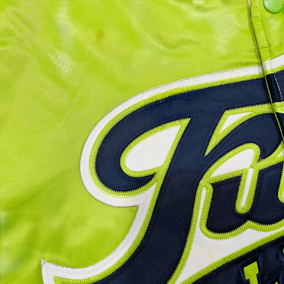 푸부 00s 올드스쿨 힙합 그린 바시티 자켓 상품이미지7