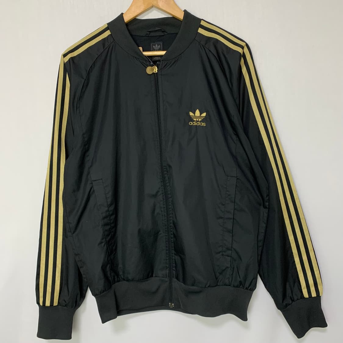 아디다스 블랙/골드 빈티지 져지 바람막이 집업 자켓 100 사이즈 상품이미지2