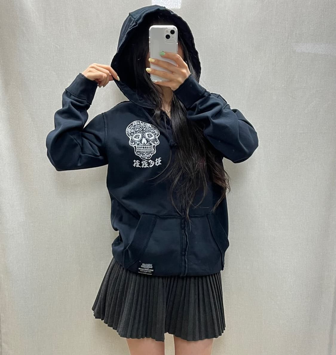버카루 스컬 프린팅 후드 집업/#3585 상품이미지1