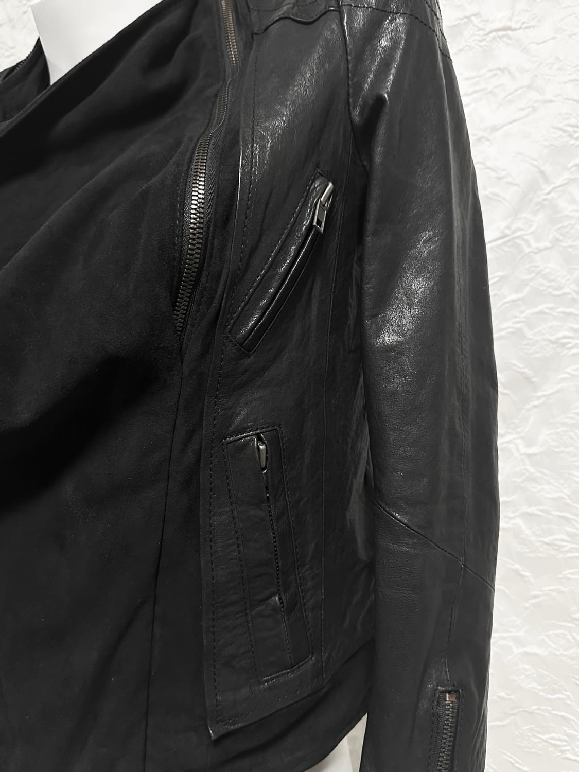 빈티지 3-way 더블 지퍼 쉽스킨 양가죽 레더 자켓 상품이미지8