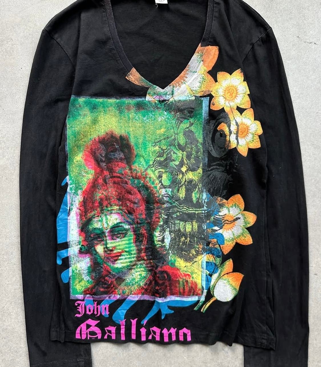 early 2000 존 갈리아노 시바 힌두 브이넥 롱슬리브 상품이미지1