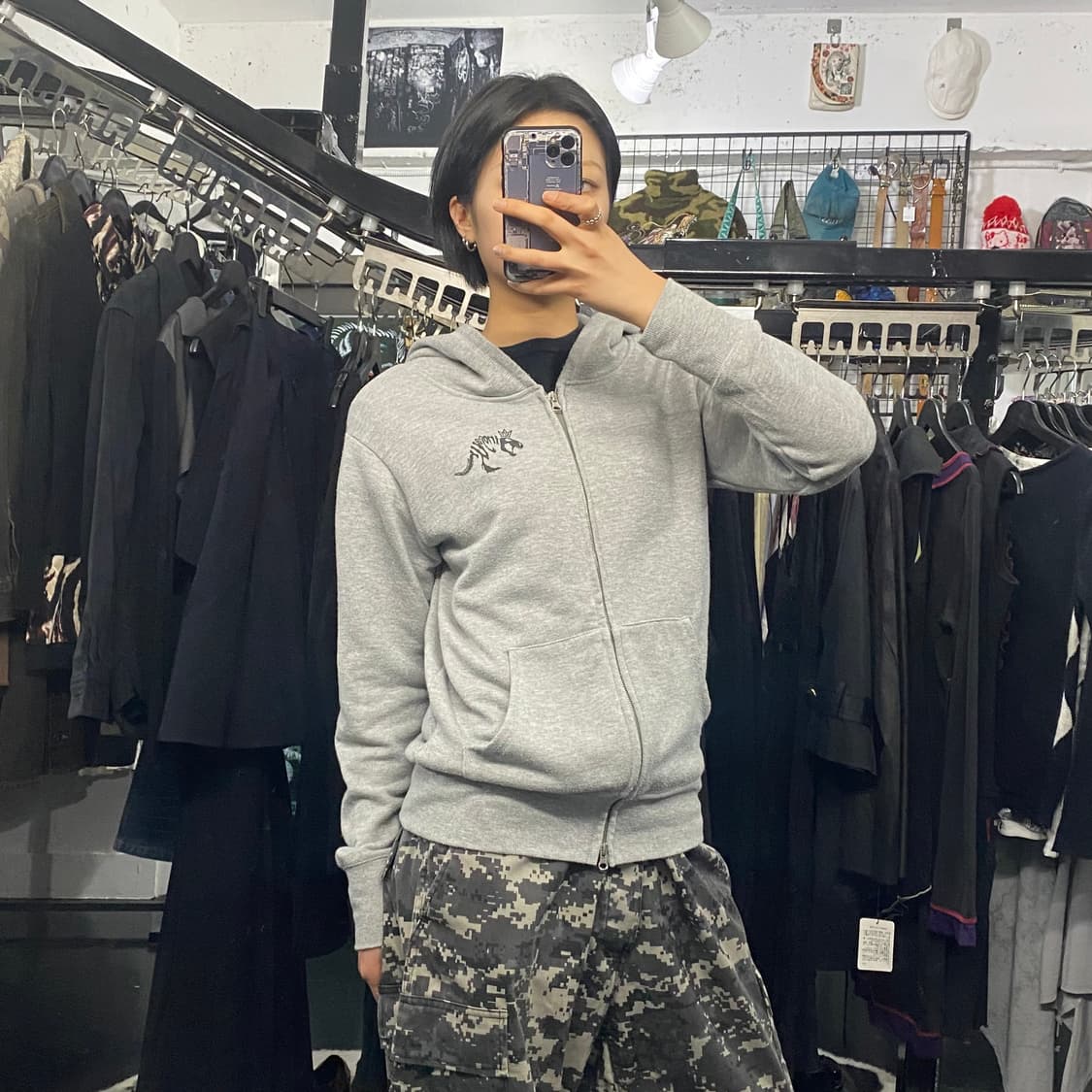 Live dinosaur 백로고 프린팅 디테일 투웨이 후드집업 상품이미지7