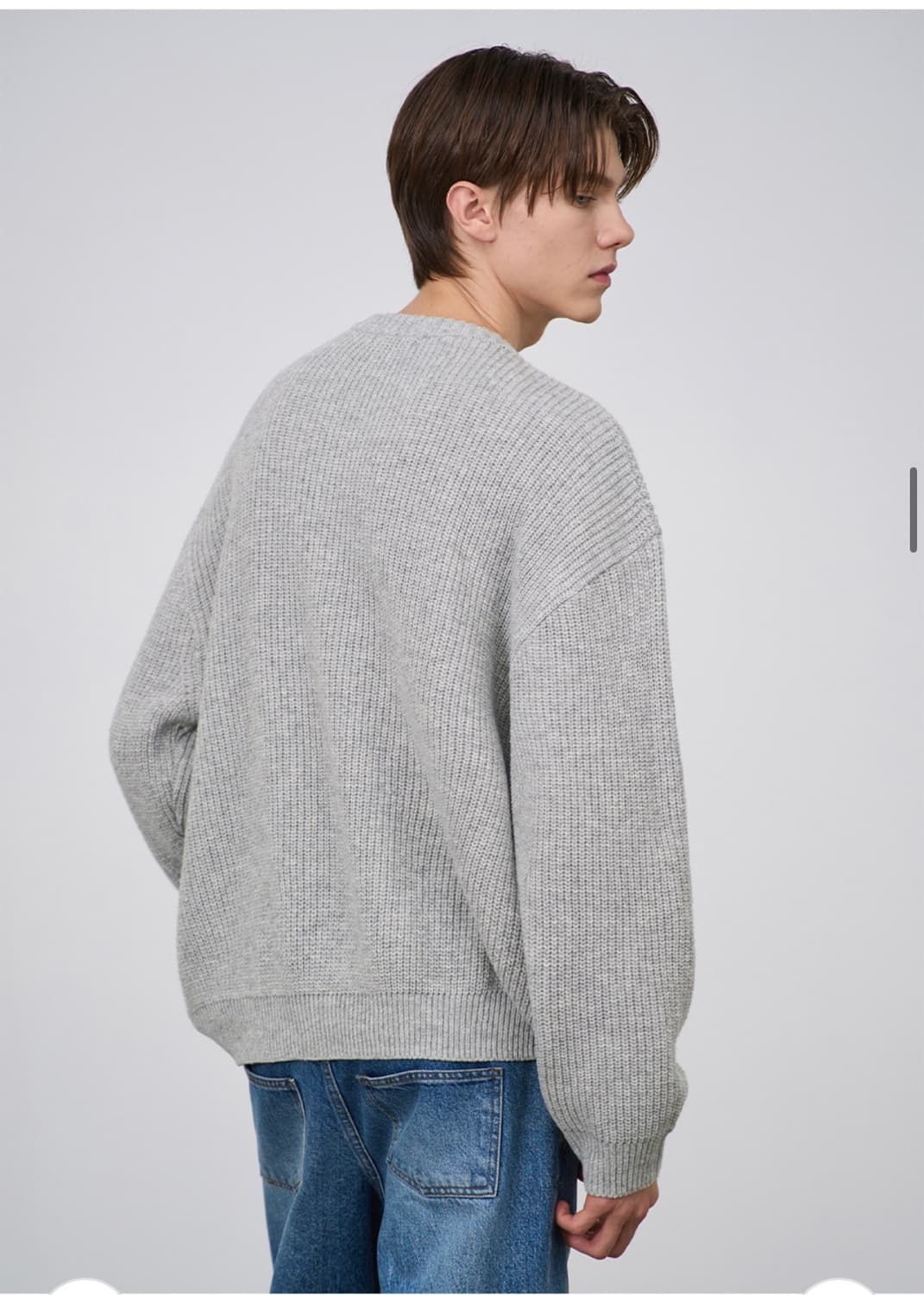 (새상품)(XL) 드로우핏 하찌 벌키 라운드 니트 [L.GREY] 판매 상품이미지5