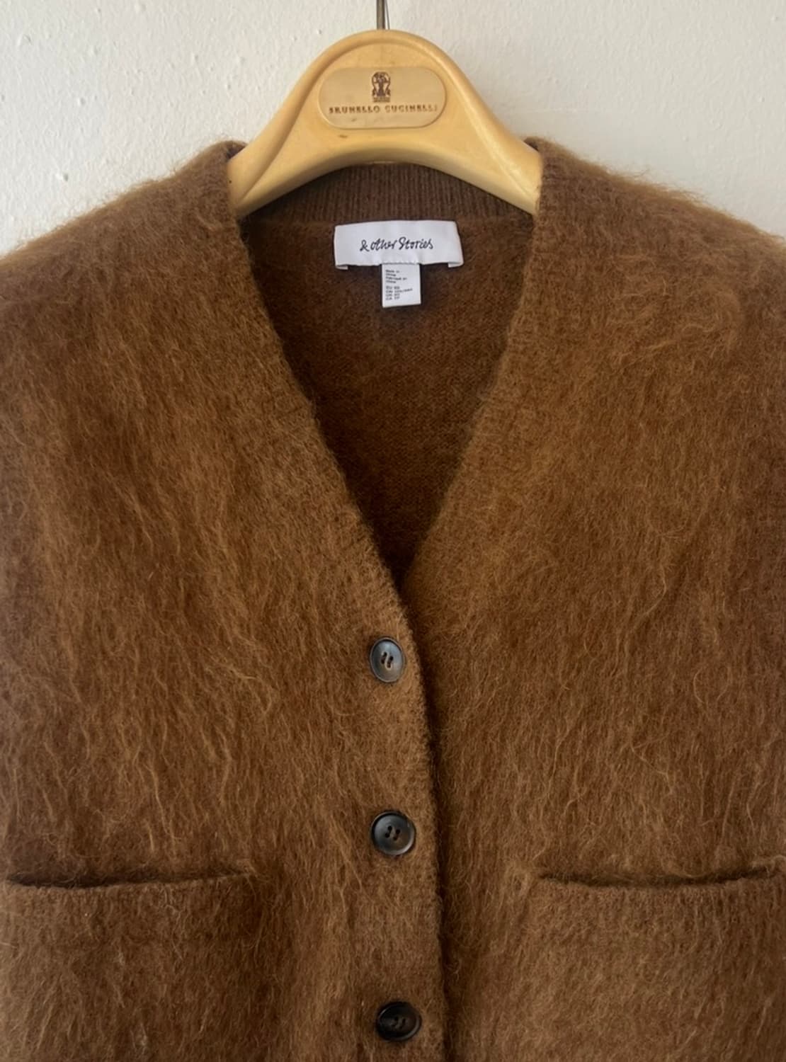 앤아더스토리즈 여성 브라운 모헤어조끼 울조끼 상품이미지1