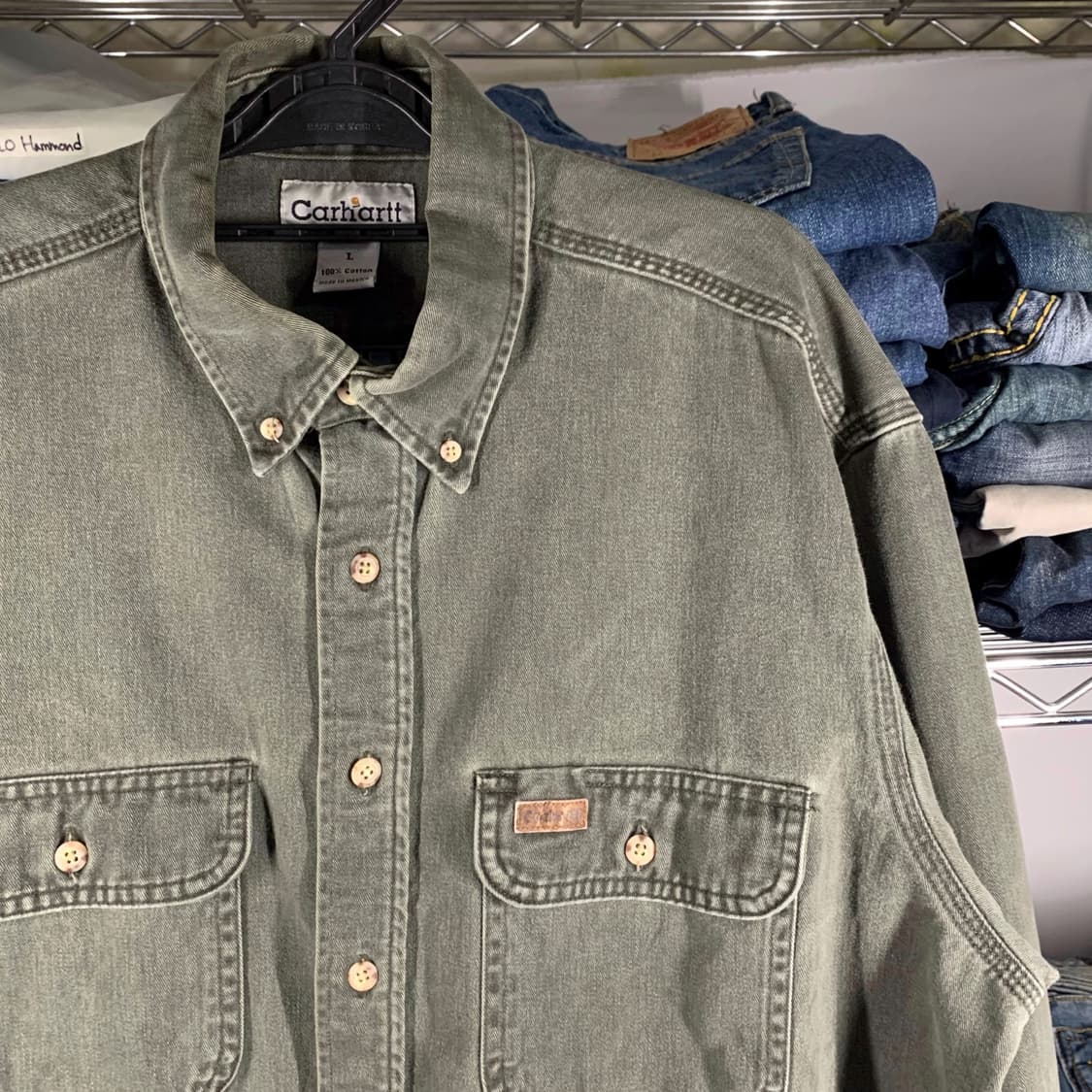 [L] 칼하트 헤비코튼 워크셔츠 그레이 상품이미지1