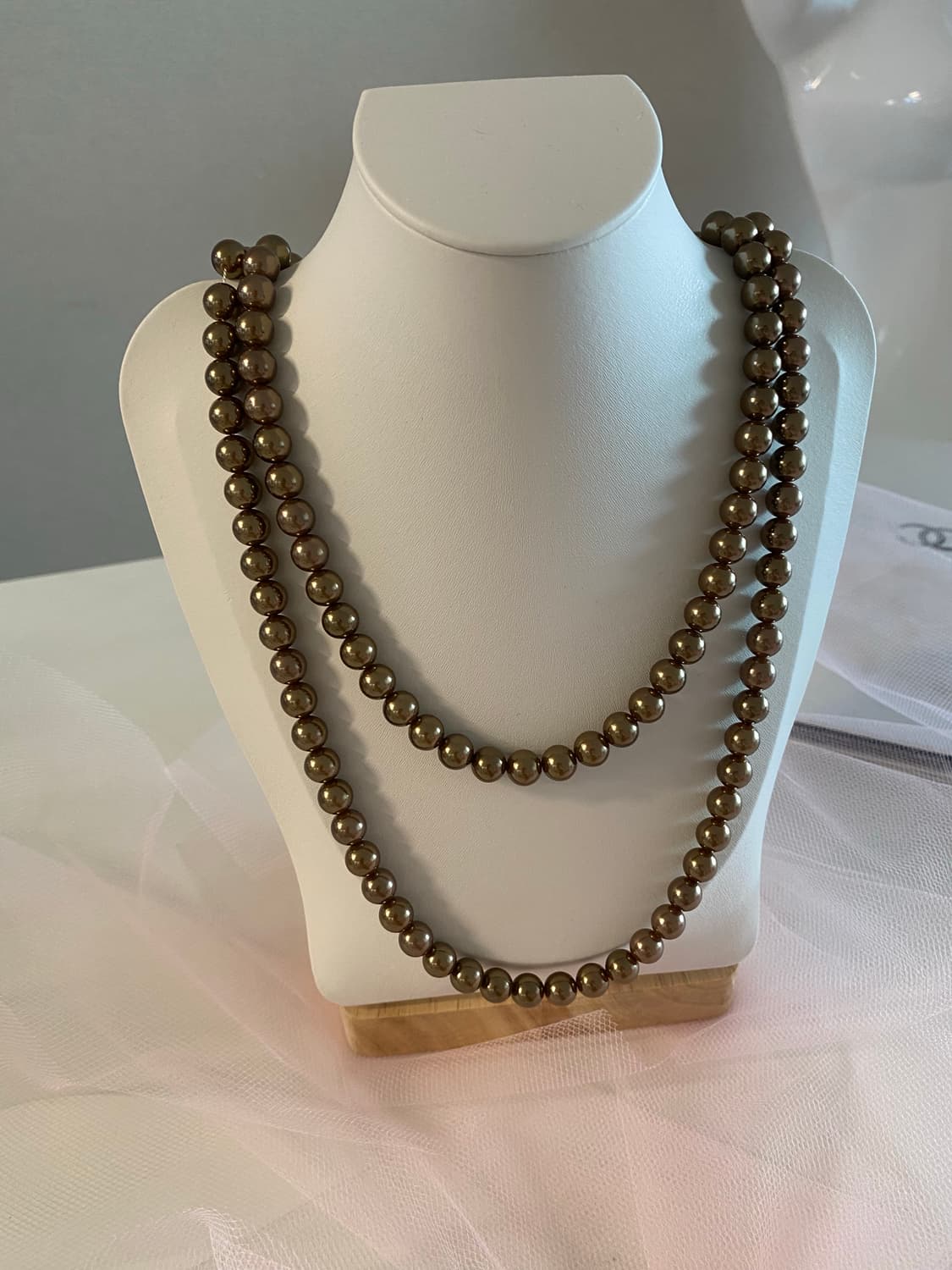 빈티지 브론즈 펄 롱 네크리스 (반길이 53cm) 목걸이  상품이미지4