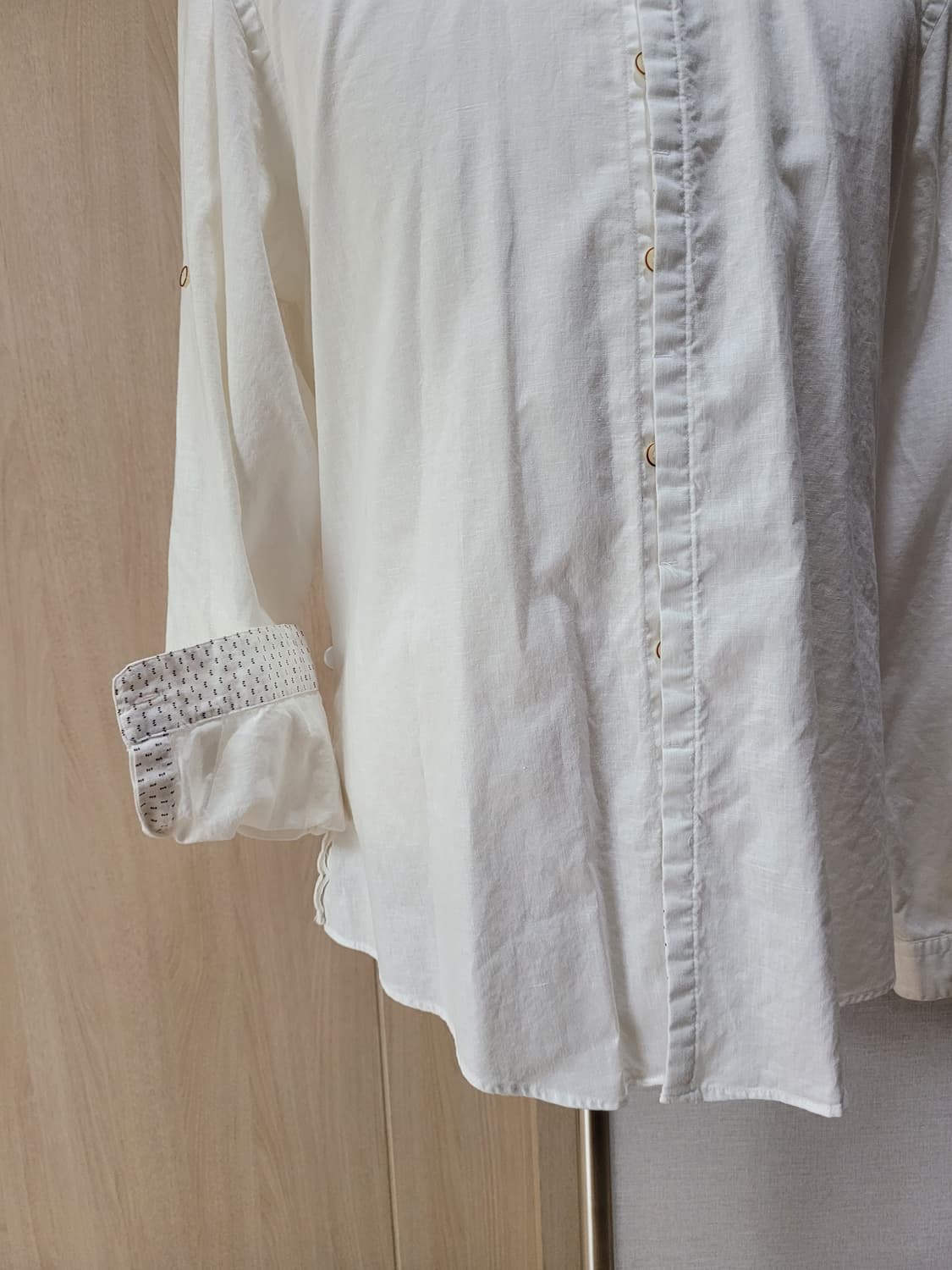 자라맨 ZARAMAN 린넨 헨리넥 셔츠 105 화이트 상품이미지4