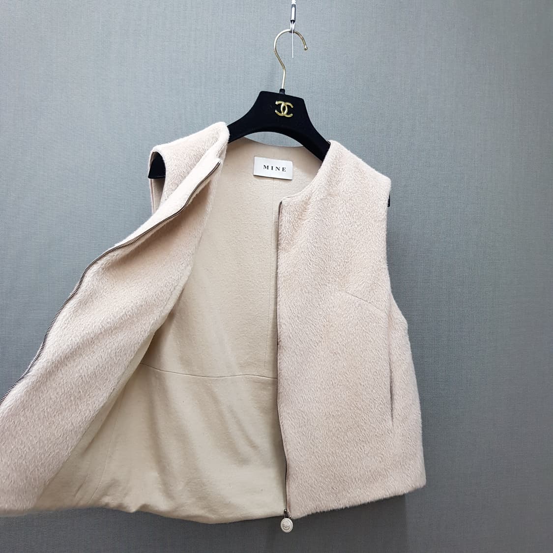 한섬 마인 알파카 울 집업 베스트 82-94-160사이즈 상품이미지5