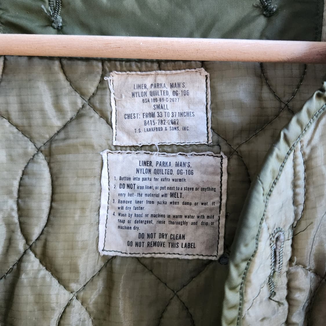 M65 개파카 라이너 내피 더블퀼팅 S 희귀 상품이미지3