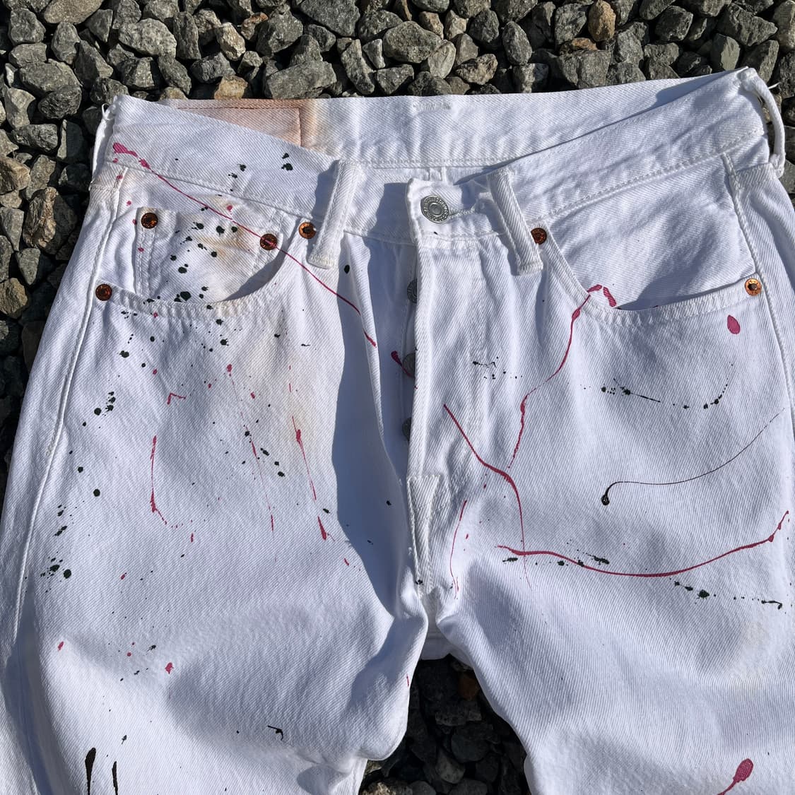 리바이스 501 커스텀 페인팅 화이트 데님 (실측확인) 상품이미지3