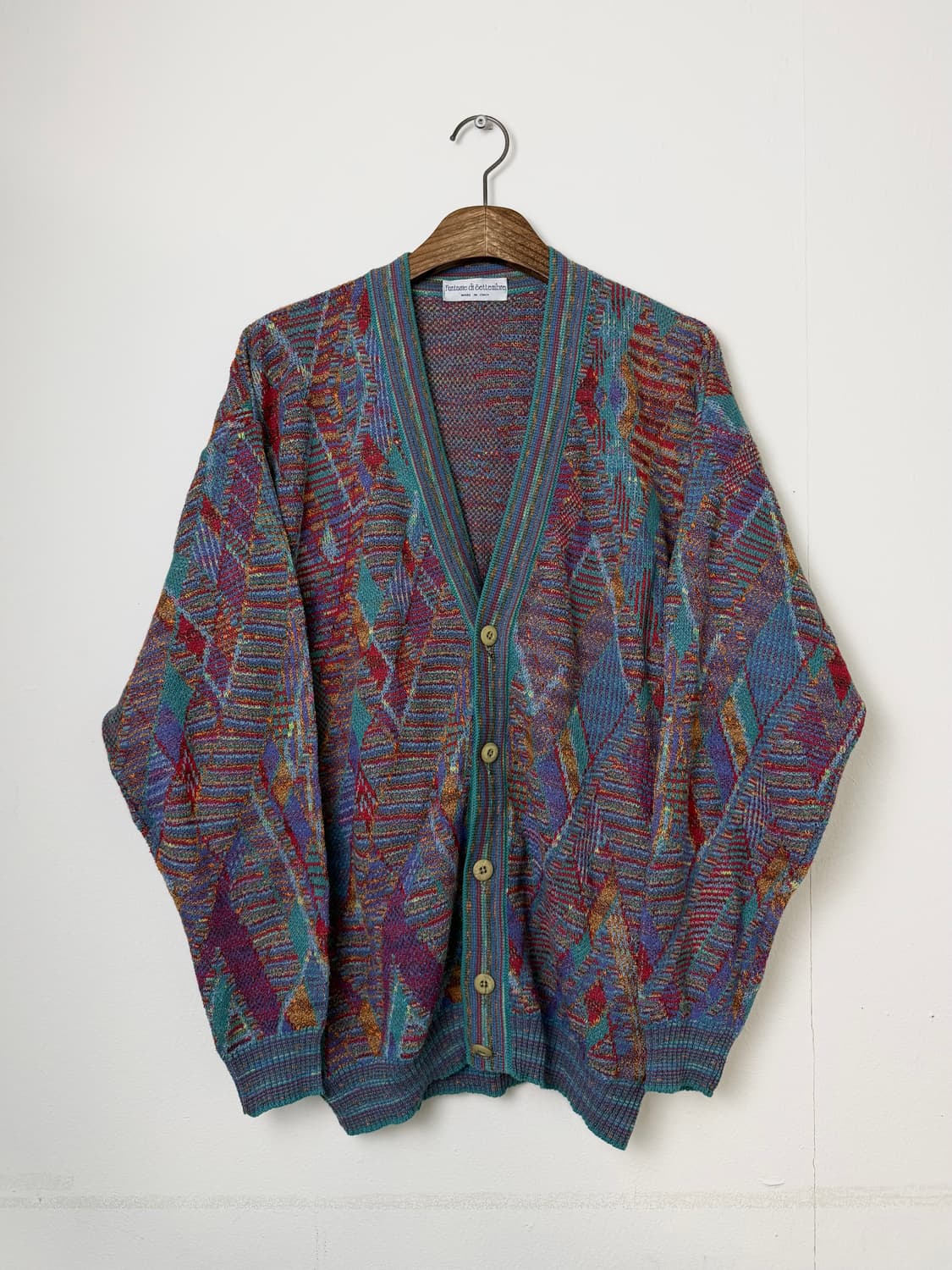 90s MADE IN ITALY 아가일 가디건  상품이미지1