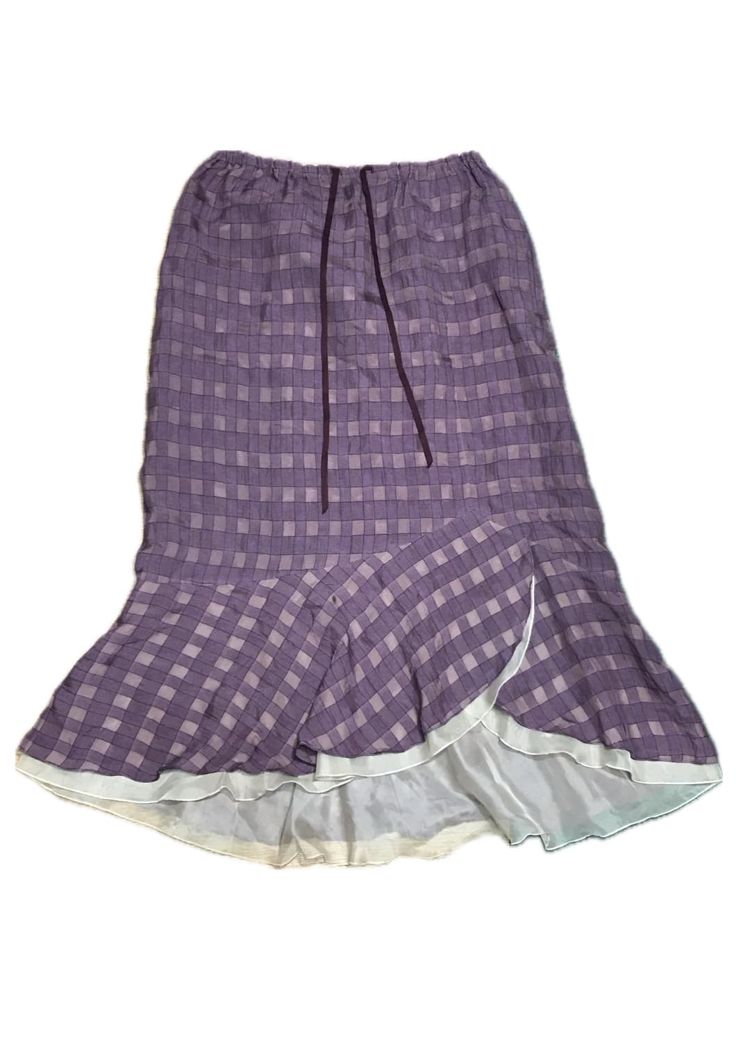 L’est rose 퍼플 체크 머메이드 스커트 상품이미지1