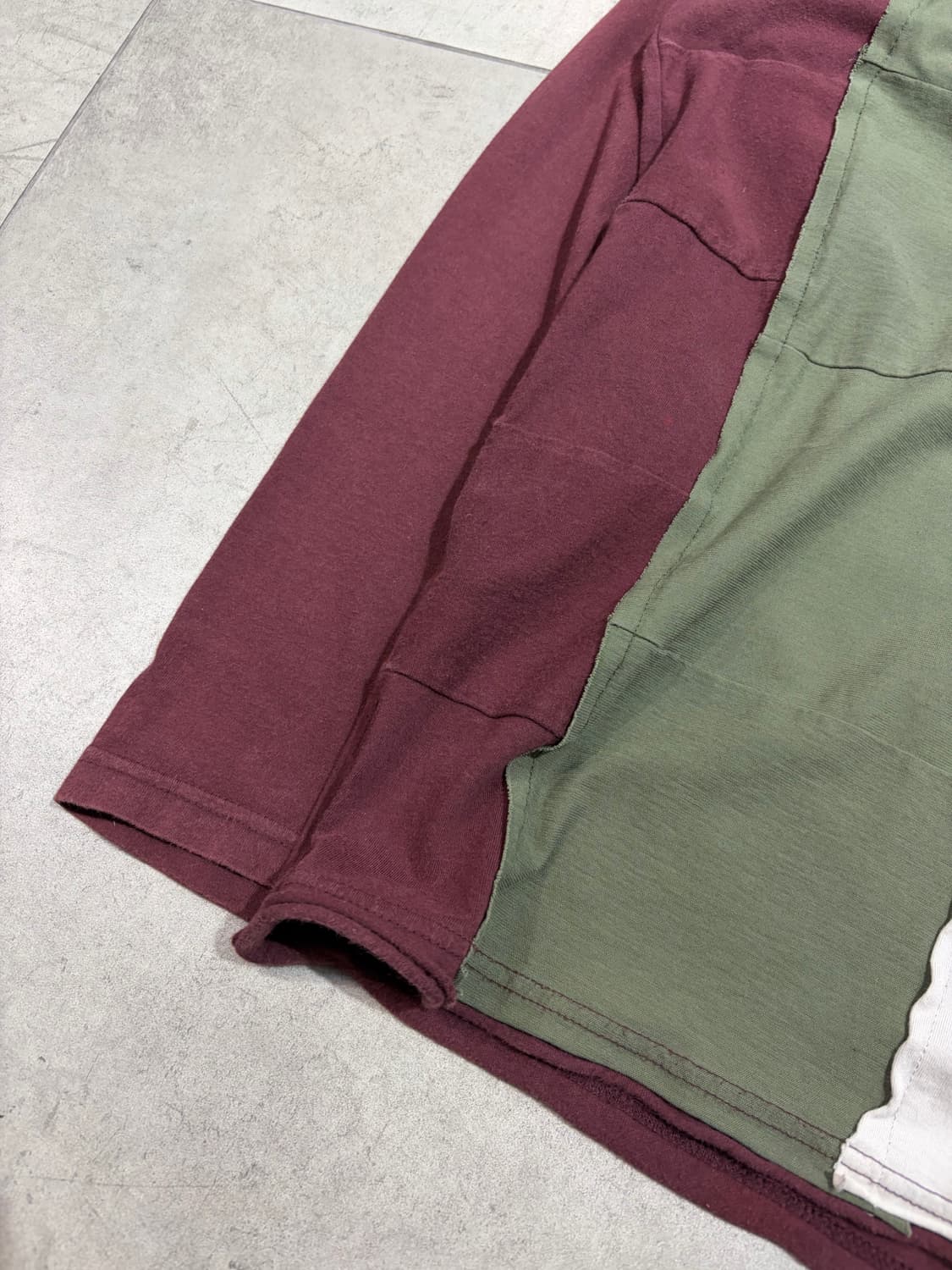 ground y 요지 야마모토 코튼 패치워크 슬리브 티셔츠 상품이미지3