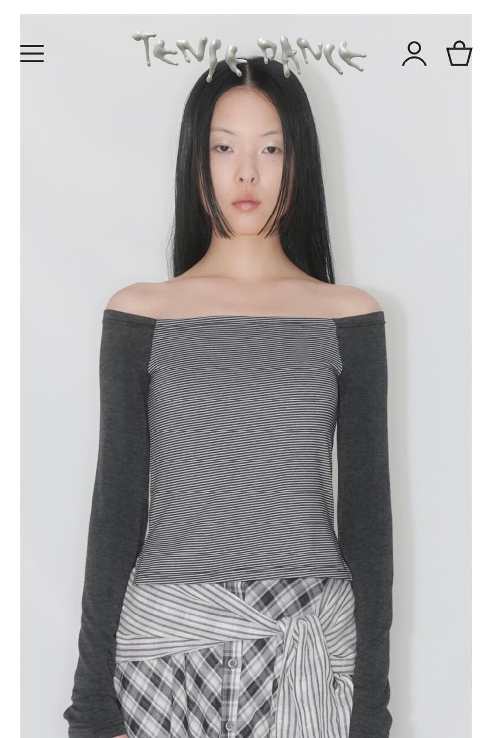 탠스댄스 Stripe off-shoulder_black  상품이미지2