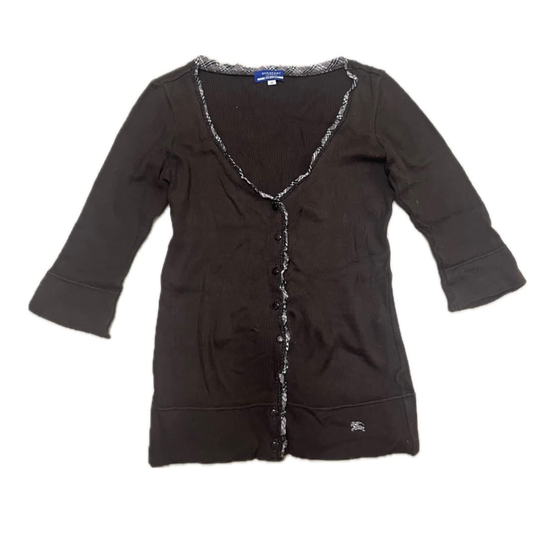 버버리 7부 가디건 초코브라운 색상 상품이미지1