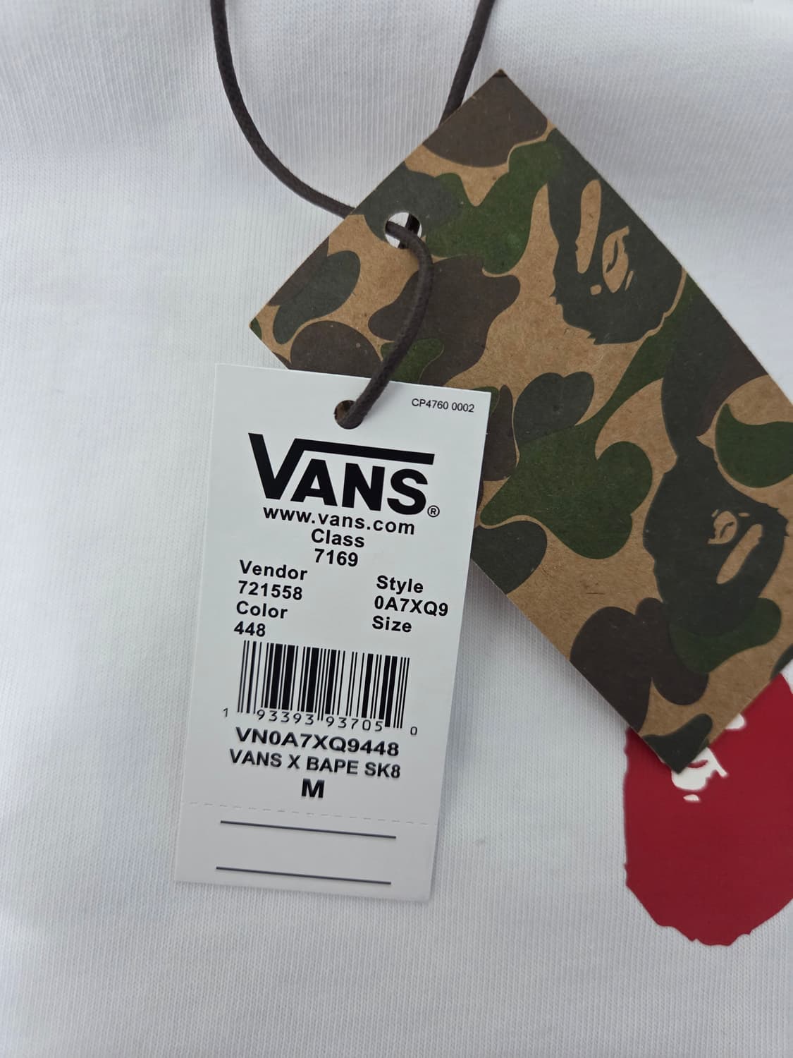 [새상품] 베이프X반스 콜라보 티셔츠M 상품이미지5