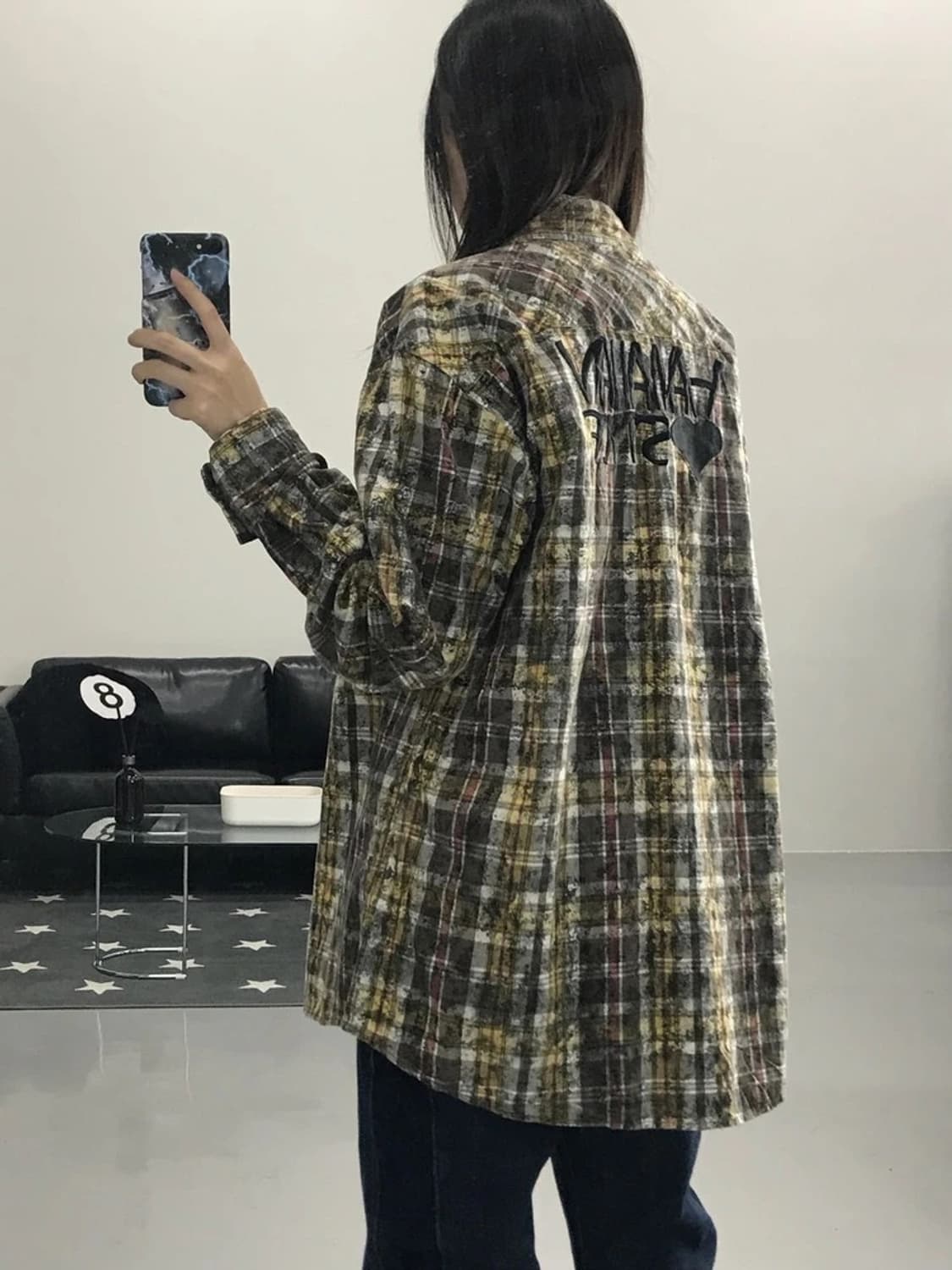 하와이안스타일 프린팅 체크셔츠 상품이미지2