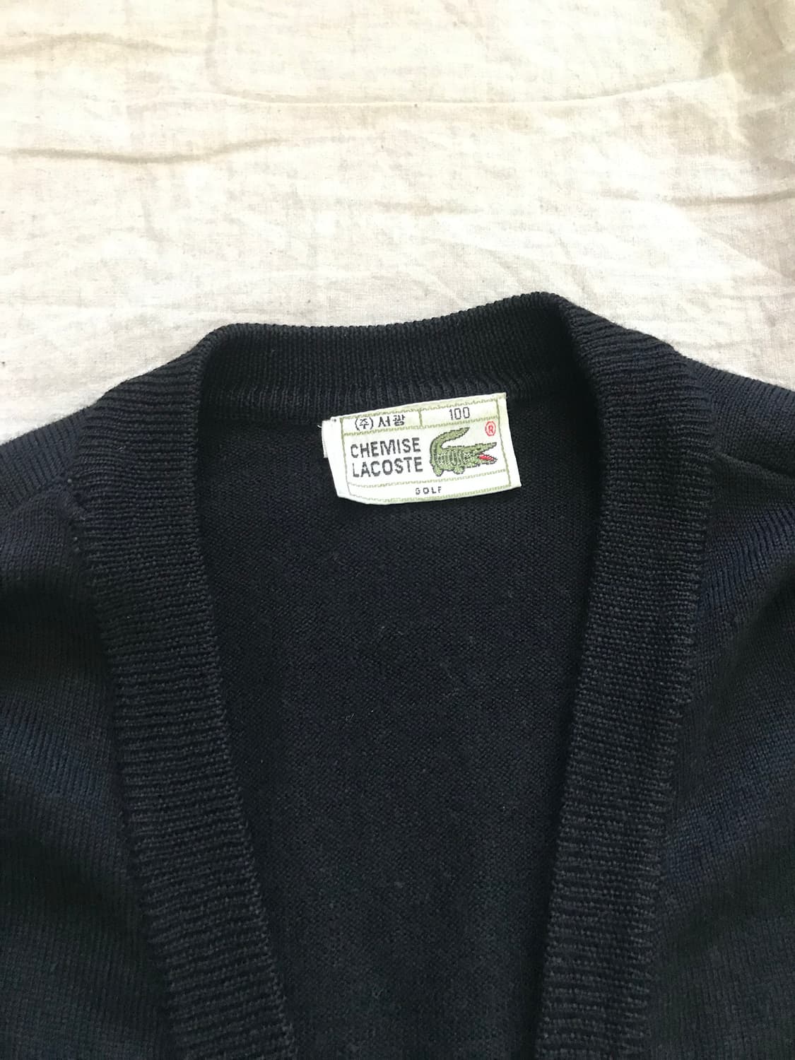 (주)서광 라코스테 로고 모직 블랙 가디건 상품이미지7