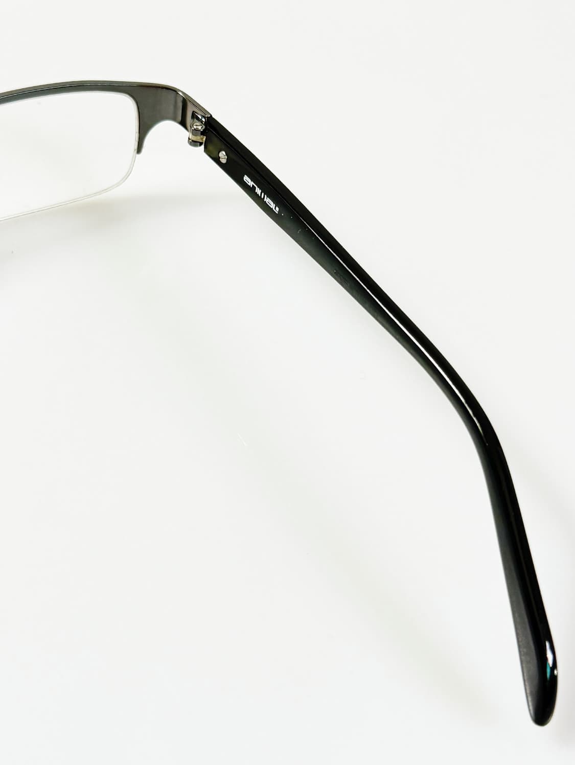 ANIWAY 다크실버 메탈릭 반무테 스퀘어 빈티지 안경 상품이미지6