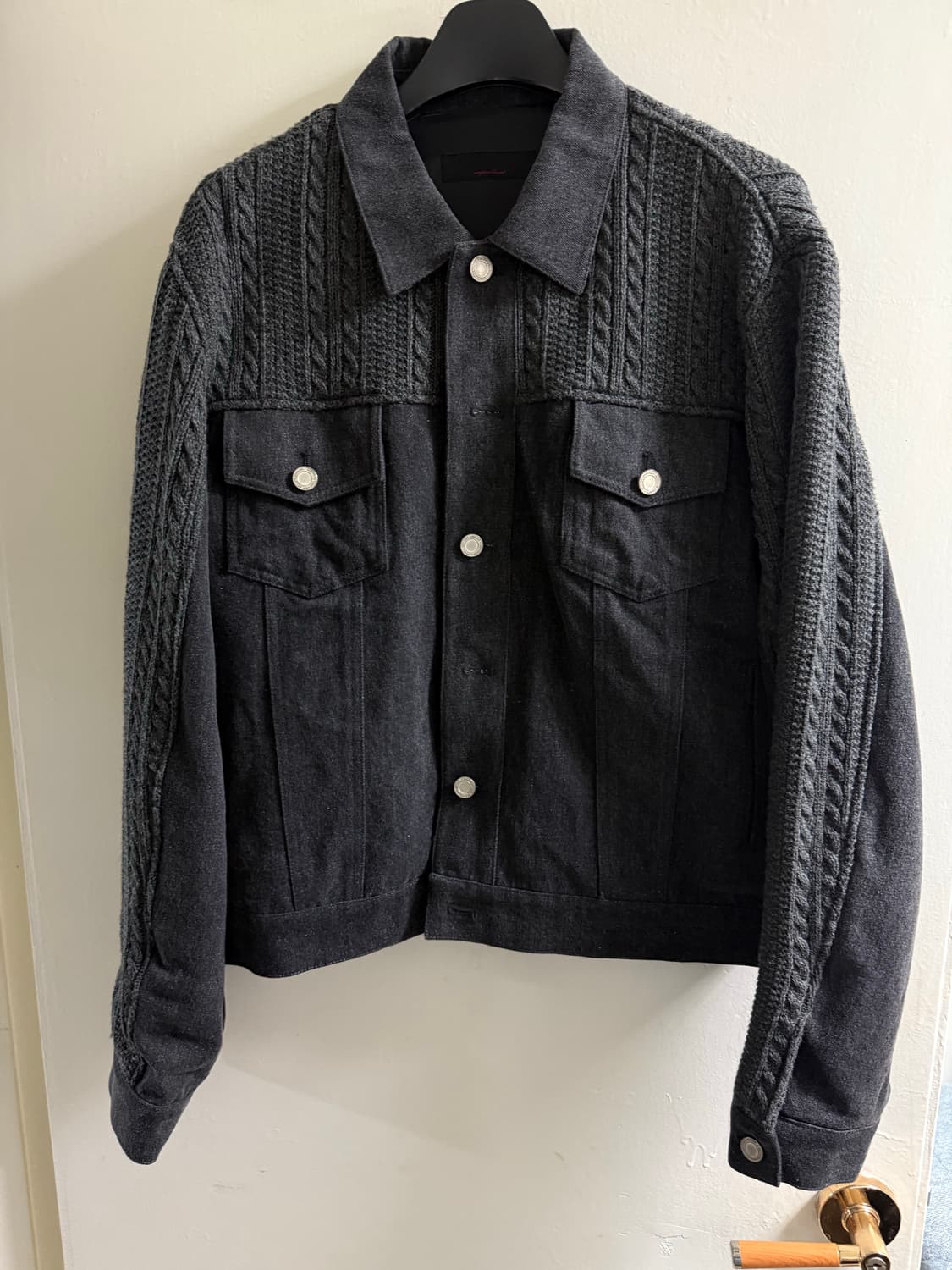 애니타임로릭 니트 믹스자켓 차콜 L 상품이미지3