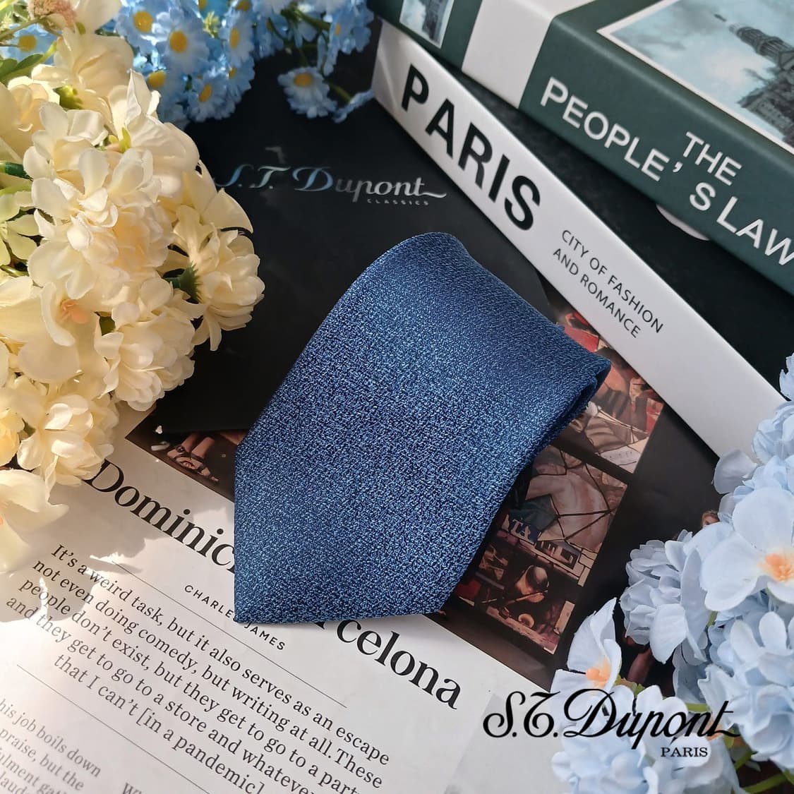 에스.티. 듀퐁 실크 블루 넥타이 8.2cm S~A+등급 e915 상품이미지1