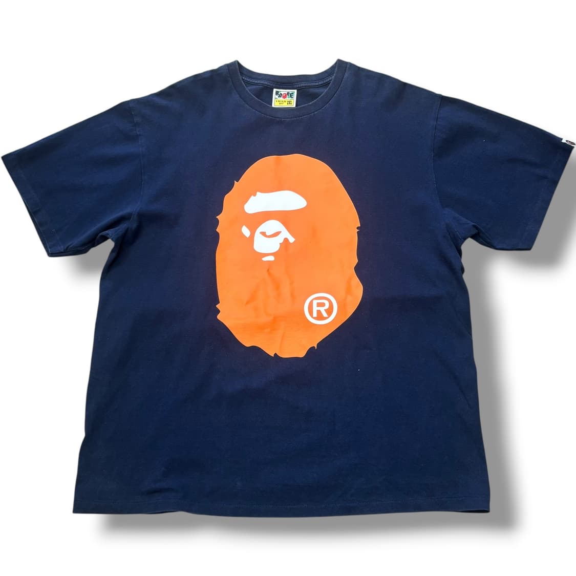 Bape 희귀 오렌지 빅에이프헤드 네이비 반팔 티셔츠 상품이미지1