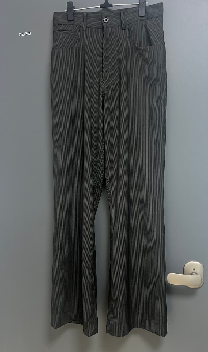 토니웩 스트라이프 플레어 팬츠 슬랙스 올리브 차콜 상품이미지3