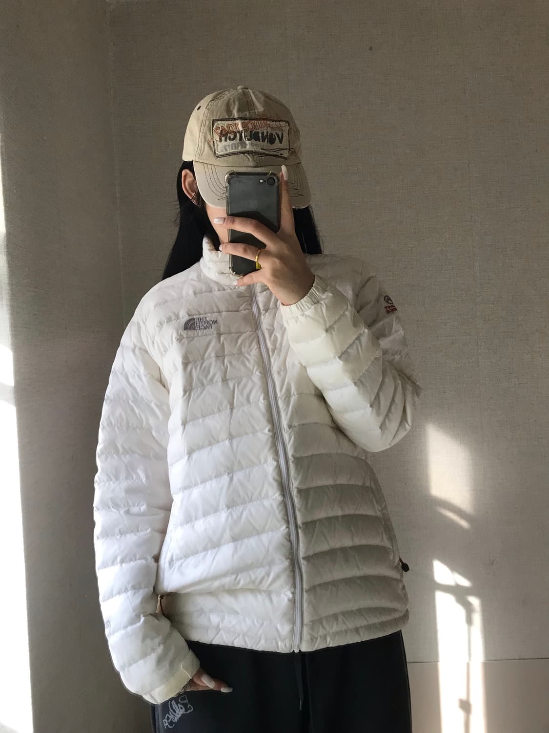 노페 아이보리 실버 경량패딩 상품이미지1