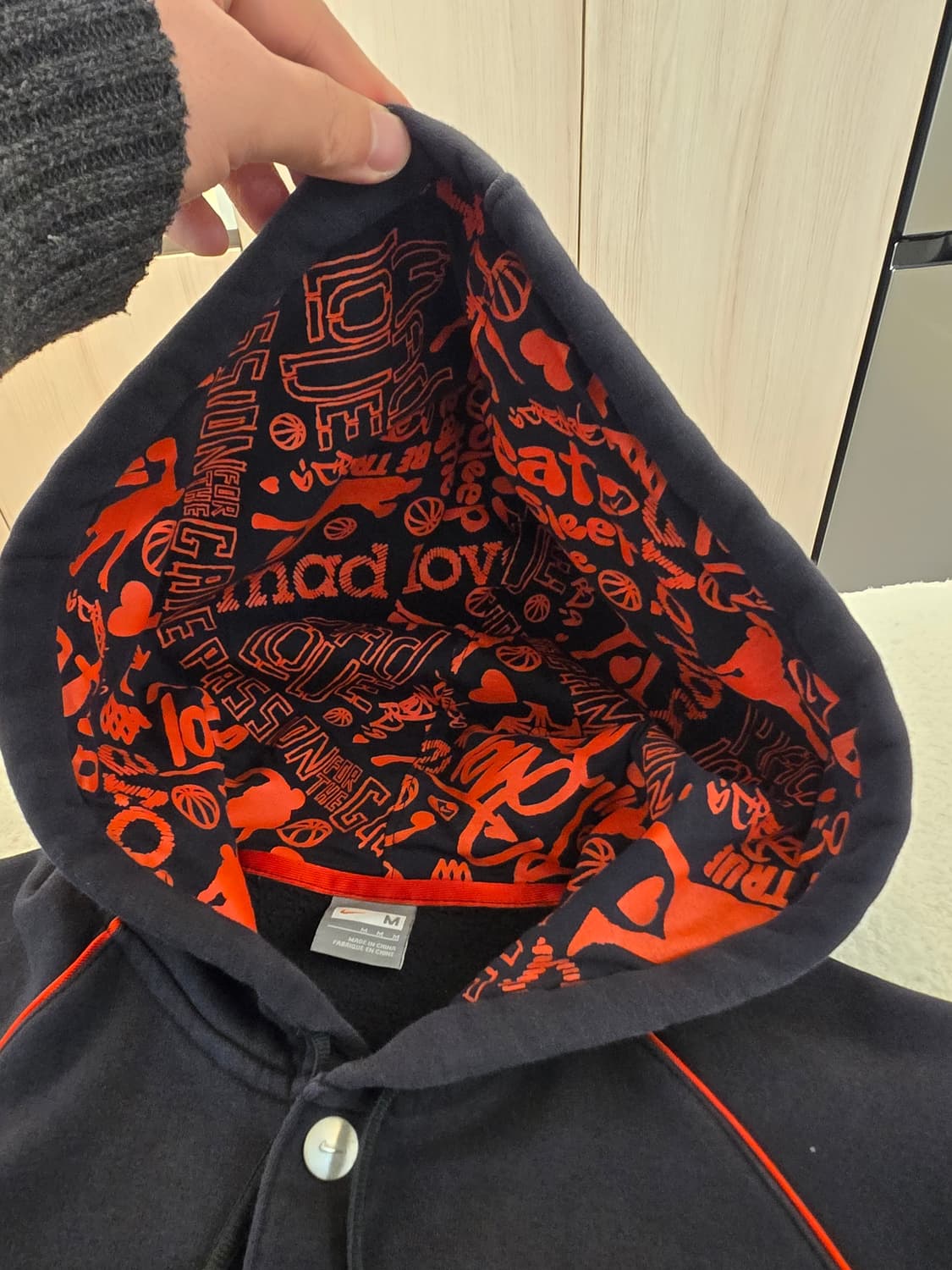 나이키 후드 버튼 블랙 바시티자켓 M (크게나옴 L/XL추천) 상품이미지7