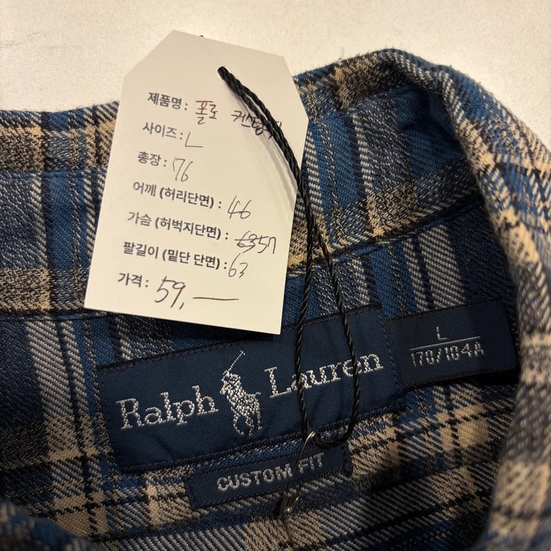 [L] 폴로랄프로렌 커스텀핏 블루 체크 셔츠 D251 상품이미지5