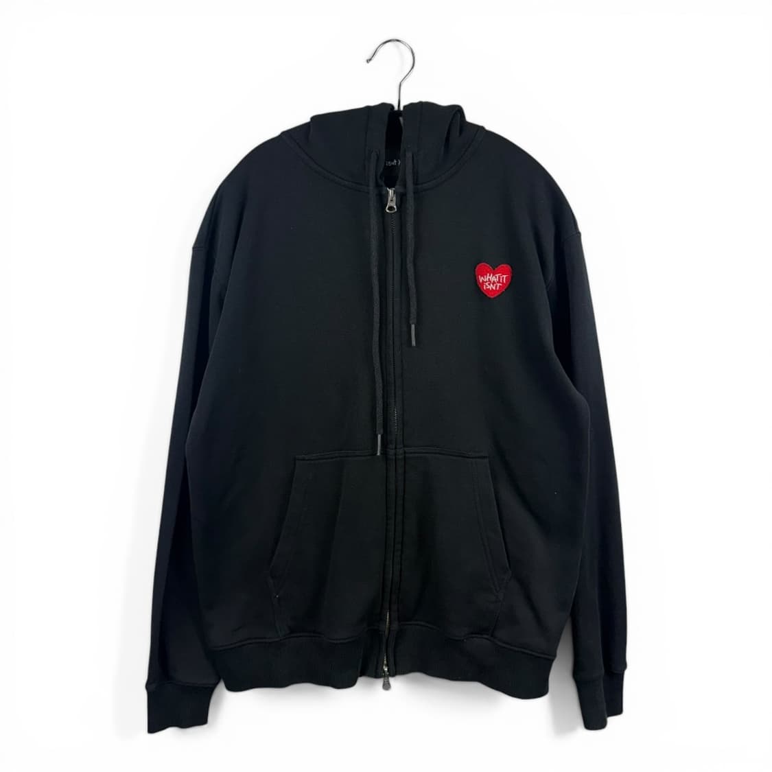 (S) 와릿이즌 하트 패치 로고 후드집업 블랙 상품이미지1