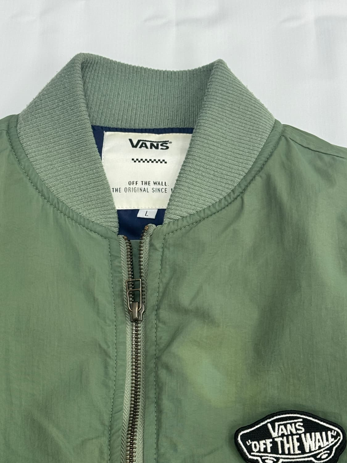 재팬 카키 반스 프린팅 항공 점퍼 봄버 자켓 스트릿 올드스쿨 (데미지) 상품이미지4