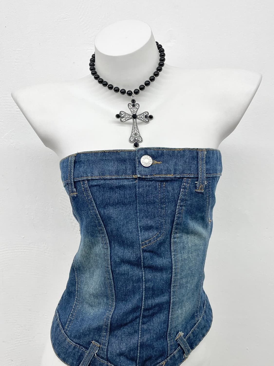 y2k 데님 튜브탑 상품이미지2