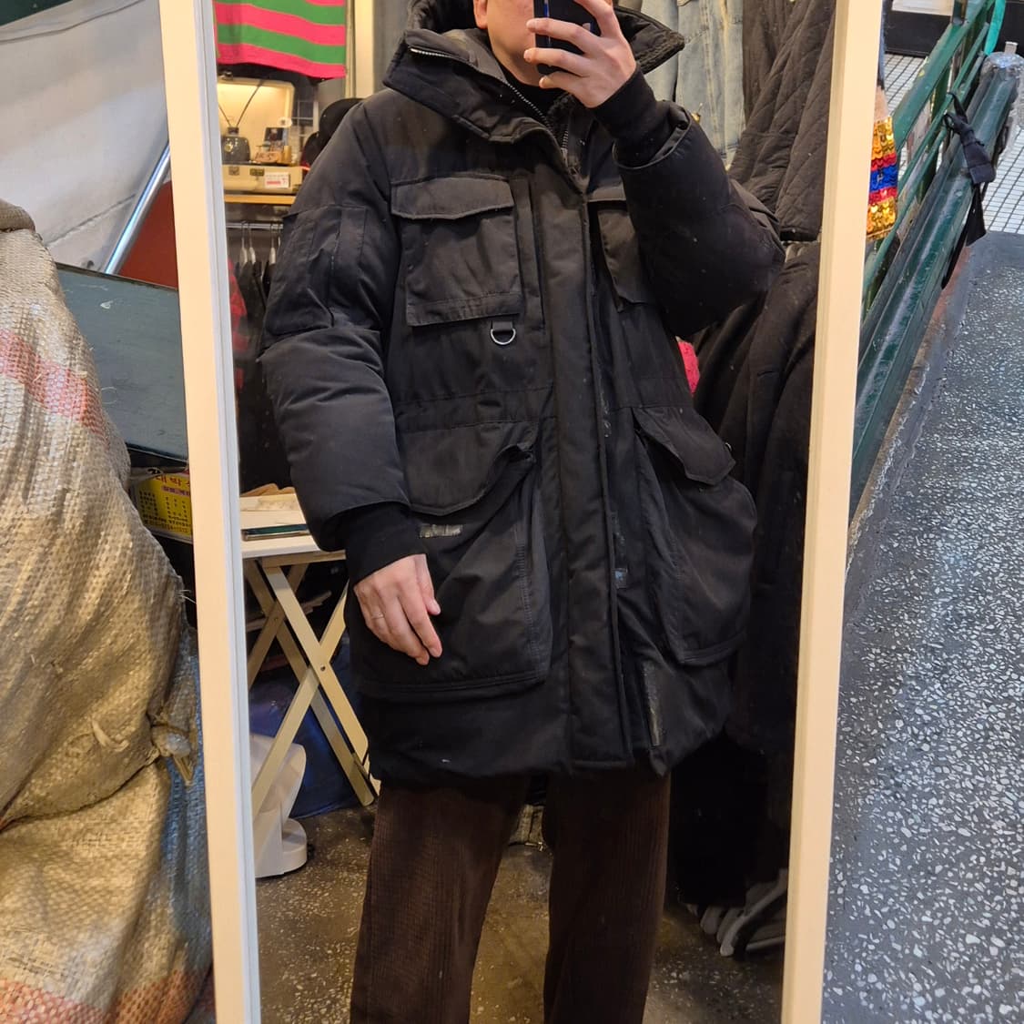 M~L(착샷잇음) 블랙 거위털 후드점퍼  상품이미지3