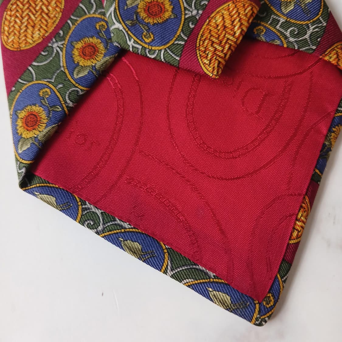 디올 실크 레드 빈티지 오너먼트 넥타이 9.8cm A등급 A19082
 상품이미지8