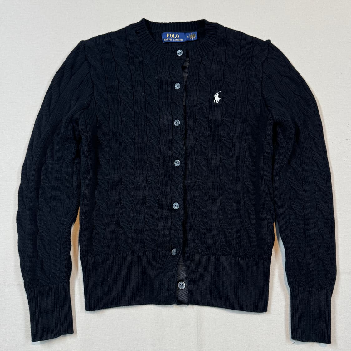 M) 폴로 랄프로렌 케이블 꽈배기 가디건 블랙 상품이미지2