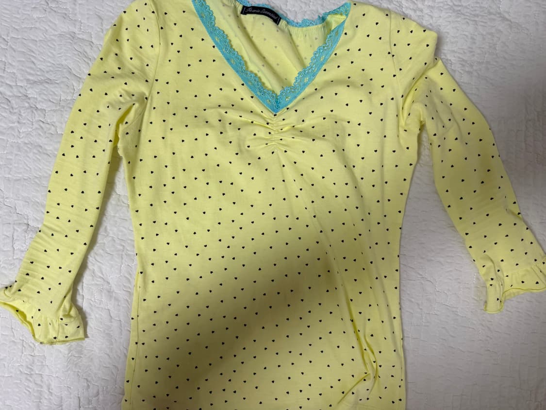 샵페어리 mini heart lace top (lemon) 상품이미지1