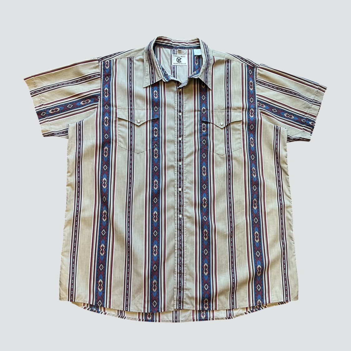 [2XL]CORRAL WEST 90's 웨스턴 나바호 빅사이즈 반팔 셔츠 상품이미지1